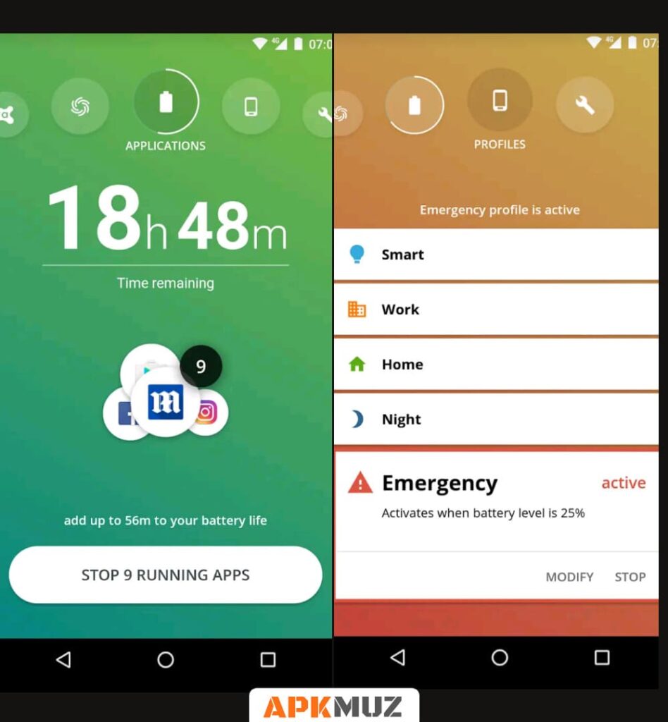 Avast Battery Saver app screens