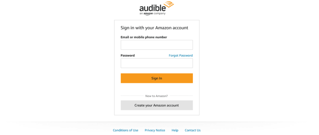 Sign in to Audible account
