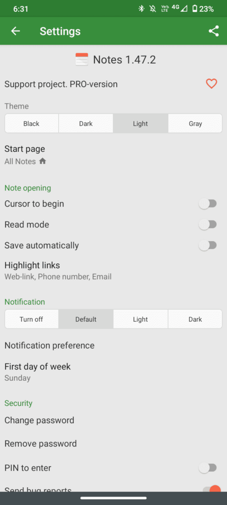 Note taking Android App