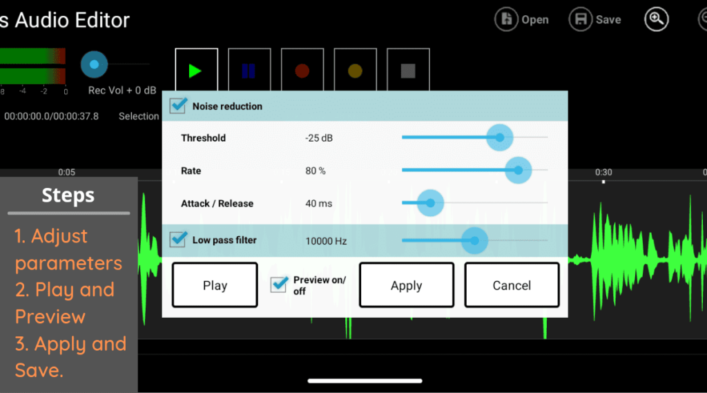 remove background noise from audio recording in android phones
