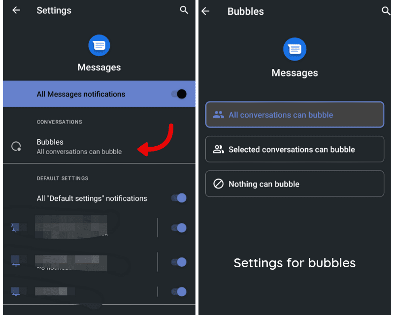 Manage chat bubbles