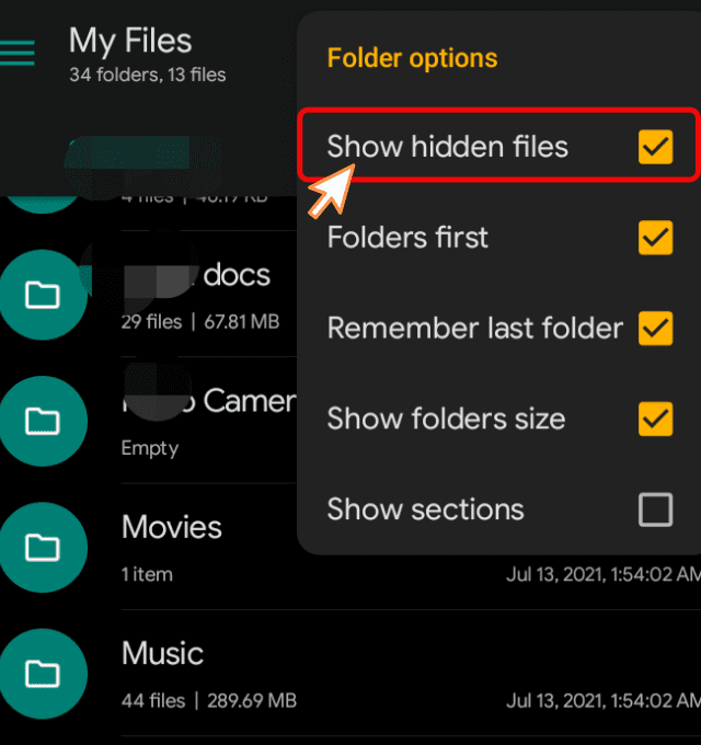 Unhide photos, files, and folder