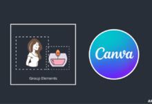 Group Elements in Canva mobile and PC