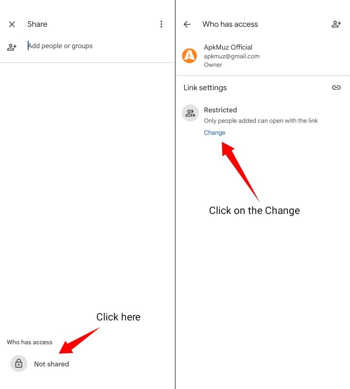 create sharing link to share google drive file