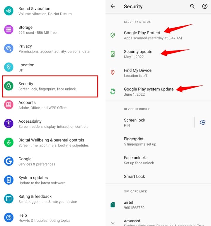 Install and update android phone firmware, security and google play updates